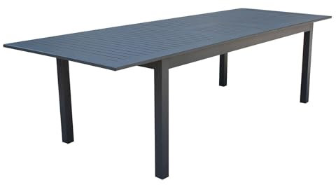 Decorspace Table extensible Cube en aluminium pour jardin et véranda (table 220-280 x 100 cm + 6 chaises, anthracite)