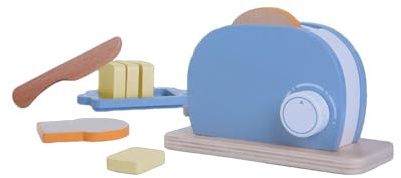 GERARDO'S GT61218 Wooden Small Toaster Set, Wooden Toy, Colourful