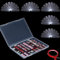 RUNRAYAY Nail Art Display Stand Holder Set, 1 Large Clear Press on Nails Storage Box & 50Pcs Arcylic Nail Display Sticks & 10M Double Sided Tape for Acrylic Nails Practice Salon