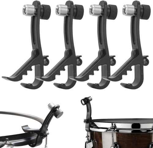 Shockproof Drum Mic Clip 4 Pack, Adjustable Mic Kit & Holder for Mic Stand, Universal Microphone Clamp