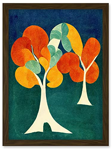 Doppelganger33 LTD Minimalistic Henri Matisse Style Autumn Fall Trees Abstract Artwork Framed Wall Art Print A4