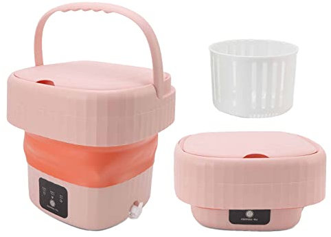 Lavadora Portátil, Lavadora de Cubo Plegable de 6L, Lavadora de Calcetines de Ropa Interior, Acampar, Viajar, Apartamento, Ropa Interior Higiénica Limpia Lavadora (Enchufe de la UE)