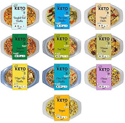 Keto Chef Chilled Variety Pack – Made from Organic Konjac Flour, Instant Microwaveable Meal, Free-from One of Each Mix Pack, Suitable for Vegan Diet | Ready to Eat (370g) Pack of 10