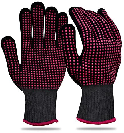 Hitzebeständige Handschuhe für Haarstyling Hitzefeste Handschuhe mit Silikon Haushalt Schutzhandschuhe Friseur Hitzebeständiger Handschuh für Locken Und Glätten Der Haare Friseurwerkzeuge (1 Paar)