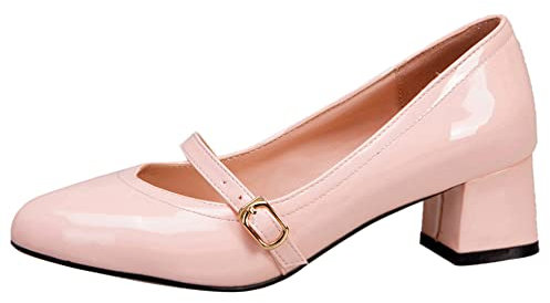 Décolleté con Tacco Largo da Donna, Pompe del Tallone Medio Almond Toe Senza Chiusura Scarpe da Sera Moda Ljxggc Rosa Numero 41 EU
