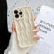XIZYO Case Compatible with iPhone 14 Pro Max, Water Ripple Pattern Cute Curly Wave Frame [Non-Slip] Silicone Shockproof Phone Case, for Women Girls Slim Soft TPU Protective Cover, Off-white