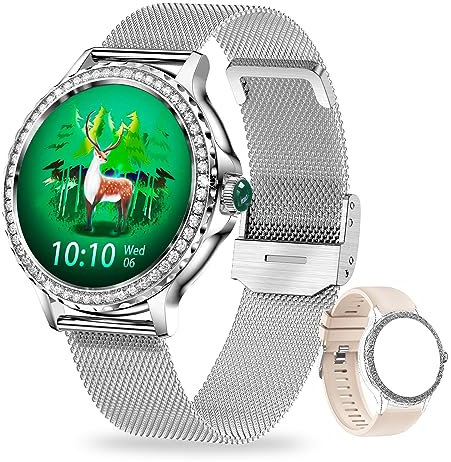 SoPrii Smartwatch Damen, IP68 Wasserdicht Fitness Tracker Smart Watch Damen,mit Weibliches Zyklusmanagement Pulsuhr Blutdruckmessgerät Schlafmonitor Damen Armbanduhr für iOS Android