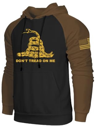 H HYFOL Herren Sweatshirt USA Flagge Patriotische Grafik Polyester Hoodies für Männer Tasche Raglan Langarm Sweatshirts, Dtom_black Kaffee, Large