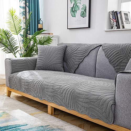 MRbron Kitchen Corner Baumwoll-Sofa-Schutz, wasserdichter Bezug, hochwertige Gesteppte Sofa-Kissenbezüge, alle Jahreszeiten erhältlich, rutschfestes Sofa-Handtuch, grau, 90 x 120 cm