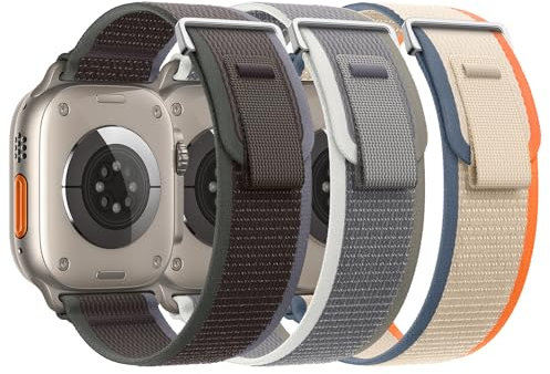 3 Stück Trail Loop Kompatibel mit Apple Watch Armband 40mm 38mm 41mm für Damen Herren, Nylon Stoff Armbänder Weich Sport Loop für iWatch Ultra SE Series 9 8 7 6 5 4 3 2 1