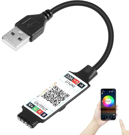 CERRXIAN Mini Controller Bluetooth RGB, Controller per luci a LED Bluetooth USB 5V, per Striscia RGB 2835 5050 COB