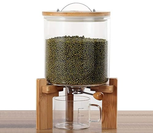 Dispensador De Arroz Contenedores De Cereales, Contenedor De Vidrio para Almacenamiento De Alimentos para Cereales, Legumbres, Arroz, A Prueba De Humedad Y Polvo, Cubo De Arroz Sellado con Taza Medid