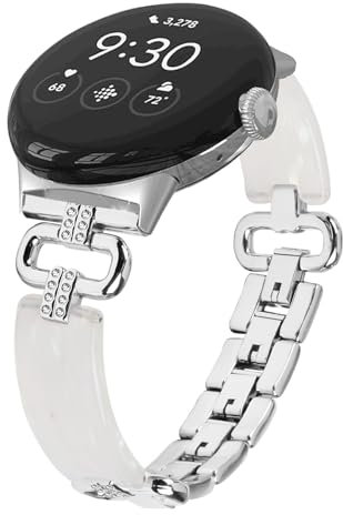 Miimall Cinturino Compatibile per Google Pixel Watch 2, Band Bracciale in Lega di Zinco con Strass, Strap Regolabile, Design Elegante, Banda di Ricambio per Google Pixel Watch 2, Argento