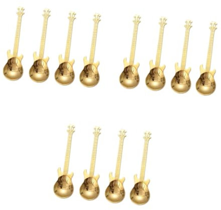 TOPBATHY 12 Pièces Cuillère De Guitare Cadeaux Pour Les Amateurs De Café Cuillères À Olives Cuillère À Salade Cuillère À Thé Guitare Cuillères De Service En Métal Cuillères À Café