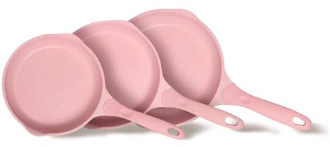 JEETEE Pfannenset 3 Teiliges, Bratpfanne set 20cm 24cm 28cm, Induktion Geeignet,Aus Geschmiedetem Aluminium mit Antihaftbeschichtung, für alle Herdarten,PFOA-frei(Pink)