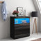HOME EAGLES LIMITED Sideboard Cabinet, Modern Living Room Storage Cabinet Unit High Gloss with 2 Doors 1 Drawer and Shelf for Living Room with LED Light Storage Cupboard, 80x35x90cm (Black)