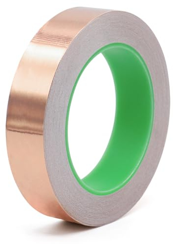 BOMEI PACK Copper Foil Tape Copper Tape Avoid Slugs Snails From Plants,25mm x 20m Craft DIY Shaping Lines,Guitar Shielding,Photo Frames Decoration Repairs,Paper Circuits