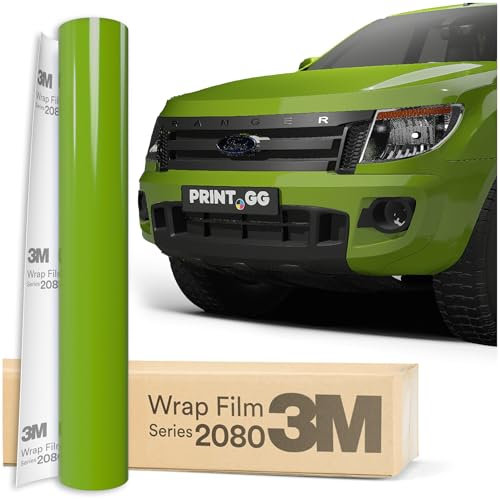 PRINT.GG Autofolie 3M 2080 Glanz Hellgrün G16, 152 x 10 cm, Selbstklebende Folie Car Wrapping Folie, Robuste Lackschutzfolie Auto, Motorrad, Boot, Fahrrad, UTV, ATV, Van, Bus, Truck, Vinyl