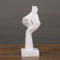 BURLOE Kreative Abstrakte Charakter Statue, Menschliches Gesicht Skulptur Harz Deko Wohnzimmer Modern Ornamente Retro Kunst Figuren Home Office Decor,Weiß,D