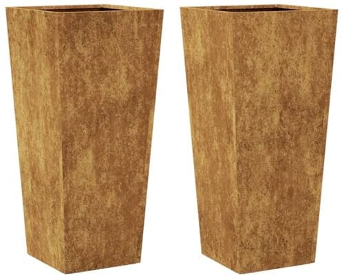 vidaXL Fioriere da Giardino 2 pz 35x35x75 cm in Acciaio Corten, fioriera, fioriera da Patio, Vaso Fiori da Esterni, fioriera da Esterno