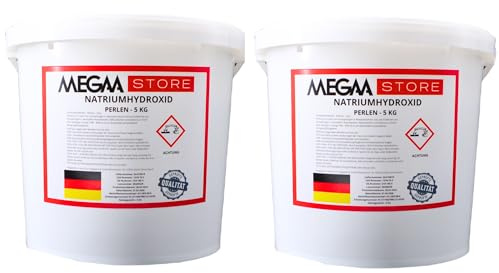 Megaa store Natriumhydroxid Perlen | 1kg bis 25kg | Ätznatron Kaustisches Soda Reiniger Rohrreiniger Desinfektion Seifenherstellung NaOH