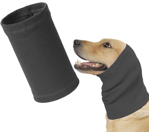 Norhogo Grey Dog Snood Ears Protector Soft Pet, dog ear defenders Size-M | dogs ear cover, Snood for Dog Neck and Ears Warmer, dog ear protectors from grass seeds, Dogs Earmuffs for Soothing Thunder