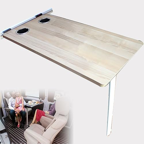 Klapptisch für Wohnmobile und Wohnwagen mit abnehmbarem Tischbein und mehrschichtiger Holzplatte, abnehmbar und mit 2 reservierten Wasserbecherschlitzen, maximale Tragkraft 20 kg, perfekt fü