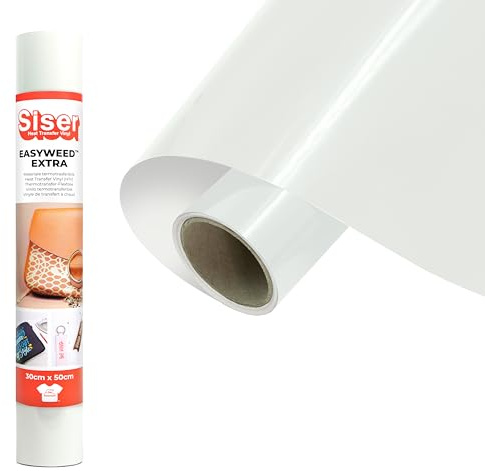 Siser EasyWeed Extra White, 30 cm x 0,5 m, Thermotransfer Vinyl zur individuellen Gestaltung von Nylon, Leder und beschichteten Textilien