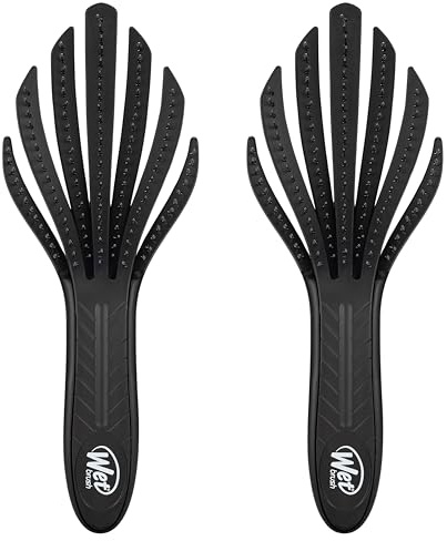 Wet Brush Go Green Curl IntelliFlex Detangling Hair Brush, Ultra Soft for Curly Hair, No Split Ends & Pain Free, 2 Pack, Black