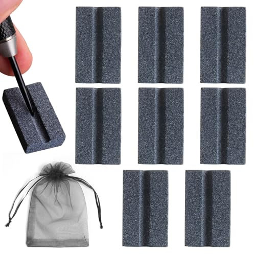 Liameph 8 PCS Darts Sharpener Tool,Dart Point Sharpener,V-Type Sharpening Stone,Easy to Polish and Deburr,Long-Lasting Sharpness,Darts Accessories,with Black Gauze Bag