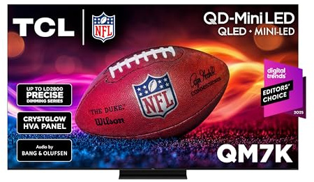 TCL 65 Inch Class QM7K Series | Mini LED QLED 4K HDR | 65QM7K, 2025 Model | 120HZ-144HZ Anti Reflective Screen Smart Google TV Dolby Atmos Onkyo Audio | Voice Remote Alexa Gaming Streaming Television