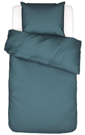 ESSENZA Bettwäsche Minte Denim, 155x220 + 1x 80x80 cm - 100% Baumwollsatin 300TC - Uni