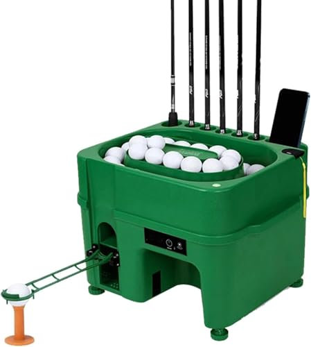 Automatic Golf Tee Machine with Launch Monitor and Club Holder, Golf Ball Teeing Device for Driving Ranges and Practice
