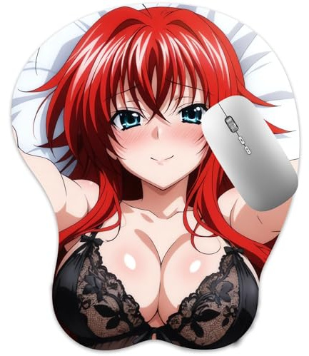 3D Mauspad mit Silikon Brüste, Mousepad mit Handauflage. Anti Rutsch Anime Manga ergonomisches Maus Pad Handgelenkauflage für Büro Spiel (Rias Gremory)