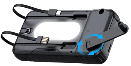 Mimoqk - Batería externa de panel solar (20000 mAh, paquete de batería de supervivencia, exterior a manivela y solar, para smartphone, cámara, tableta, camping, senderismo y trekking