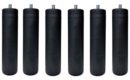 MOBILIARIOCLICHI Pieds pour sommier ou base tapissée, cylindriques en métal, disponibles en lot de 4 et 6 unités (noir, 6 unis, 20 cm)