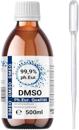 500ml DMSO 99,9% – Dimethylsulfoxid in pharmazeutischer Reinheit nach Ph. Eur. – Hochwertige Lösung in lichtgeschützter Braunglasflasche
