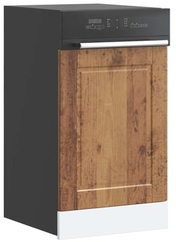 Qnhdfrt Porto Dishwasher Panel 45x1.5x67 cm Old Wood Engineered Wood Kitchen Cabinet Door for Integrated Appliances Rustic Finish for Modern Kitchens