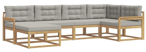 vidaXL Outdoor-Sofagarnitur 5 pcs Weiß und Hellgrau Polyester, Patio-Sofa, Moderne Outdoor-Sitzgruppe, langlebige Gartenmöbel, wetterfest für die Lounge im Garten