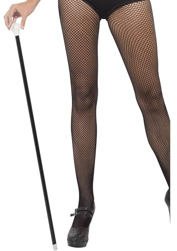 Smiffys 20er Jahre Stil Tanzstock, Schwarz, mit weißer Spitze, Länge 80cm / 31cm Halloween