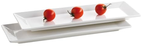 Mäser, Serie Trendy Line, Teller rechteckig 38 x 13 cm, im 2er-Set, Weiß