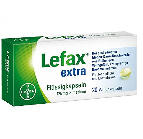 Lefax extra Flüssigkapseln bei mäßigen Blähungen, Druck- und Völlegefühl, gasbedingten Bauchschmerzen, leicht zu schlucken, 20 Stück