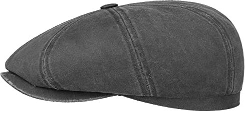 Stetson Hatteras Old Cotton Schiebermütze Damen/Herren - Newsboy Cap UV-Schutz 40 - Ballonmütze wasserabweisend - Schildmütze mit Baumwolle - Flatcap Sommer/Winter schwarz XL (60-61 cm)