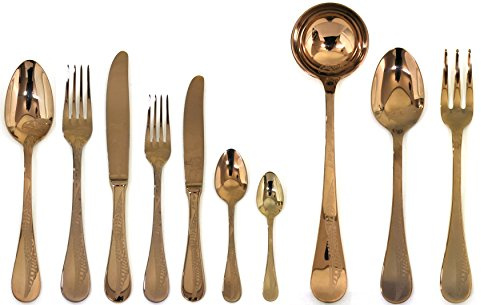 MEPRA Caccia Bronzo Servizio, 75 Pezzi, Acciaio Inossidabile 18/10 Cesellato