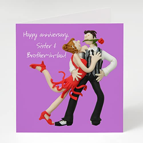 Holy Mackerel sister and brother-in-law anniversary card - designed by artist Erica Sturla - 15cm square and blank inside for your message