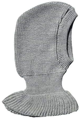 Sturmhaube, 100 % Merinowolle, Erwachsene, Herren, Damen, Wintermütze, Nackenwärmer, gestrickt, hellgrau, Einheitsgröße