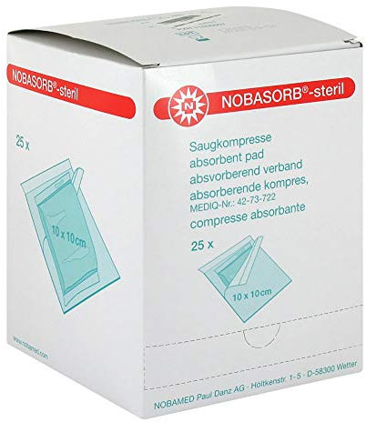 NOBASORB-steril Saugkompressen 10x10 cm 25 St