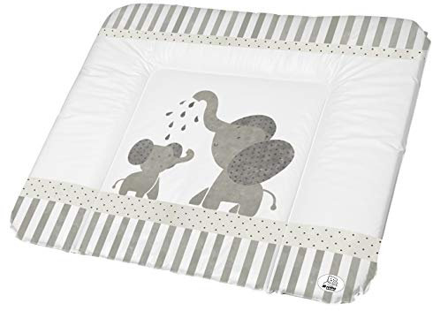 Rotho Babydesign Wickelauflage Breit (85 x 72 cm) - wickelauflage - wickeltischauflage - abwaschbar - wickelmatte - wasserdicht - Motiv Modern Elephant