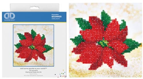 DIAMOND DOTZ Painting, Beginner Kit, Poinsettia, 13.5 x 13.5cm