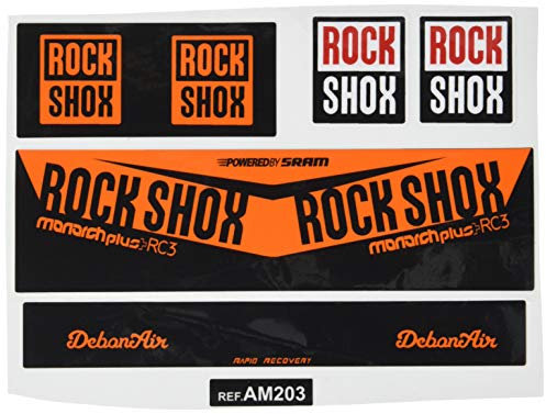 IDIQIB Ecoshirt Sticker Shock Rock Shox Monarch Plus Rc3 Am203 Aufkleber Decals Autocollants Stoßdämpfer MTB Downhill Orange